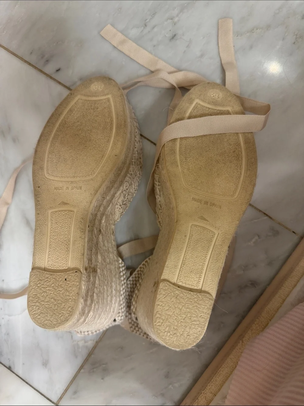 MANEBÍ Beige Crochet Espadrille Ankle-Tie Flats